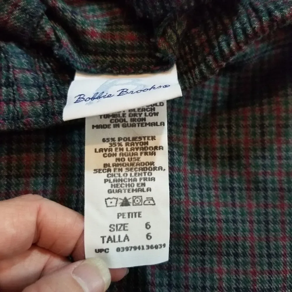 Retro Bobbie Brooks Balloon‎ Leg Plaid Trousers Size 6P